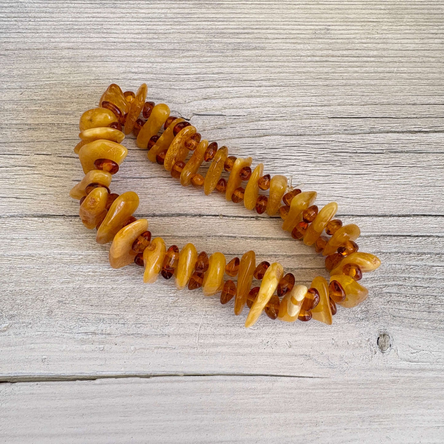 polished mixed coloured baltic amber bracelet