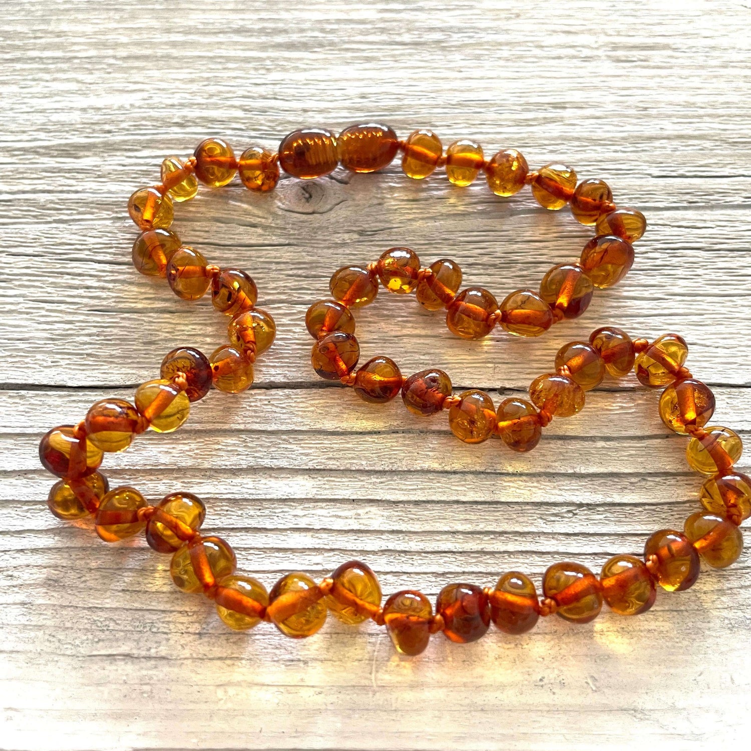 cognac amber teething necklace