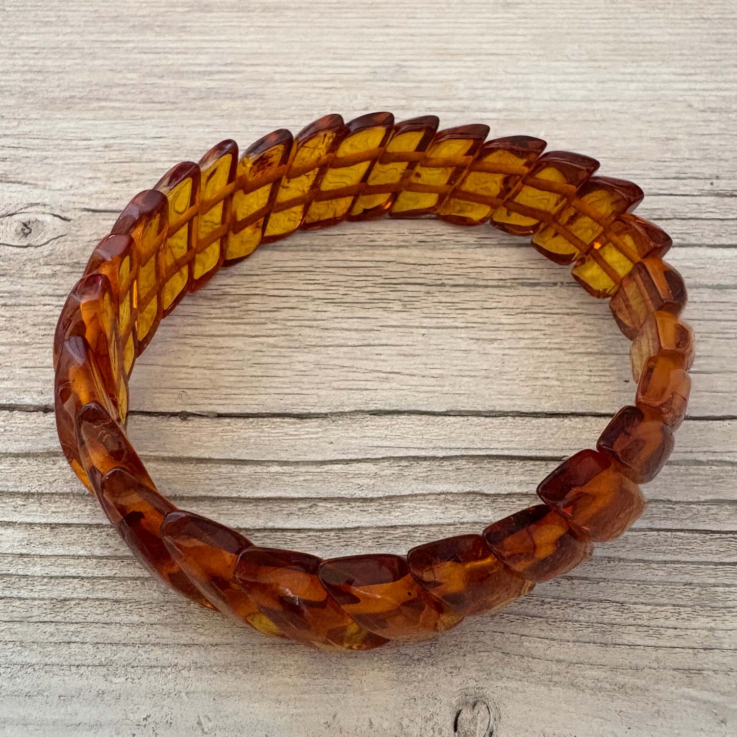 polished amber bracelet front