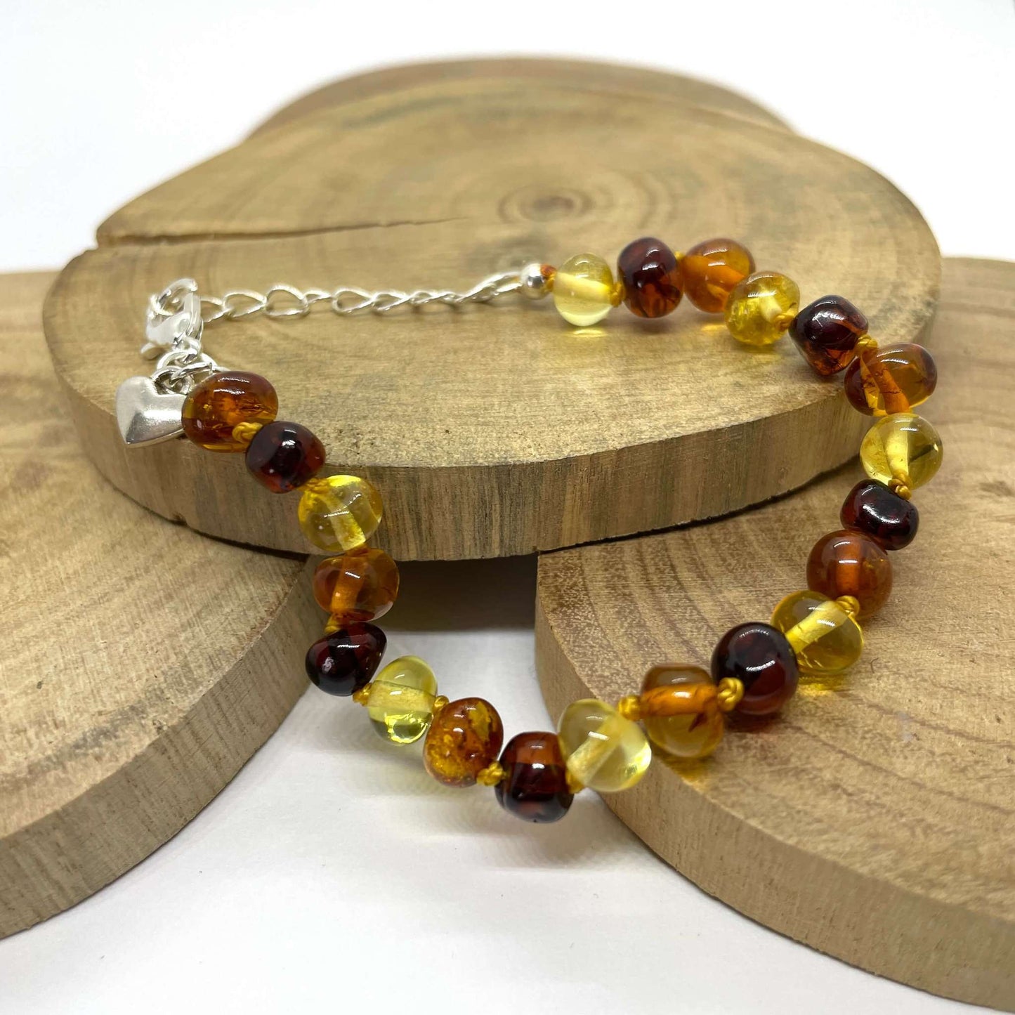 mixed coloured amber bracelet