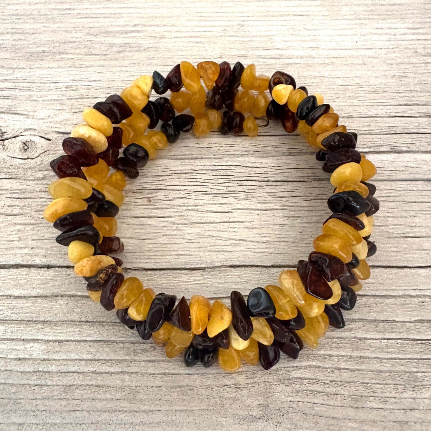 polished multicoloured amber cuff bracelet
