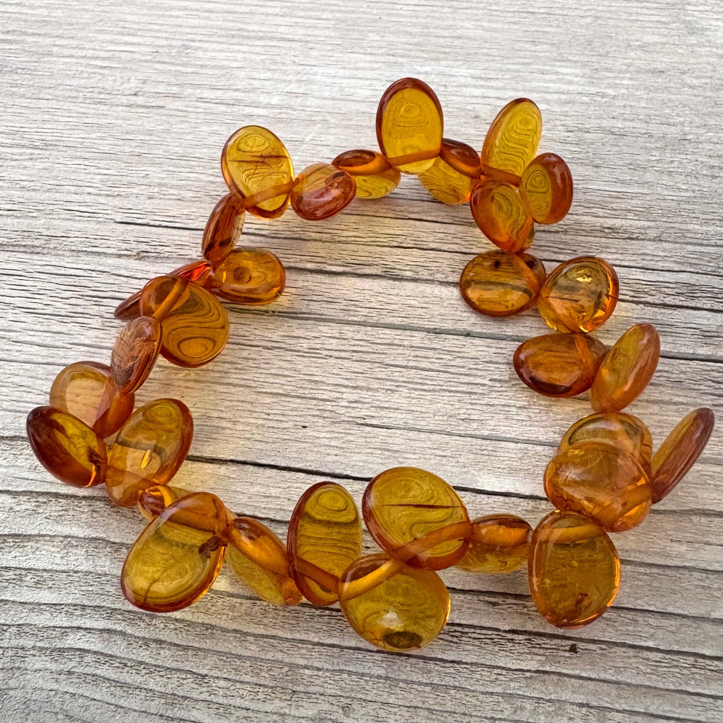 adjustable beaded cognac coloured amber bracelet for teens and adults