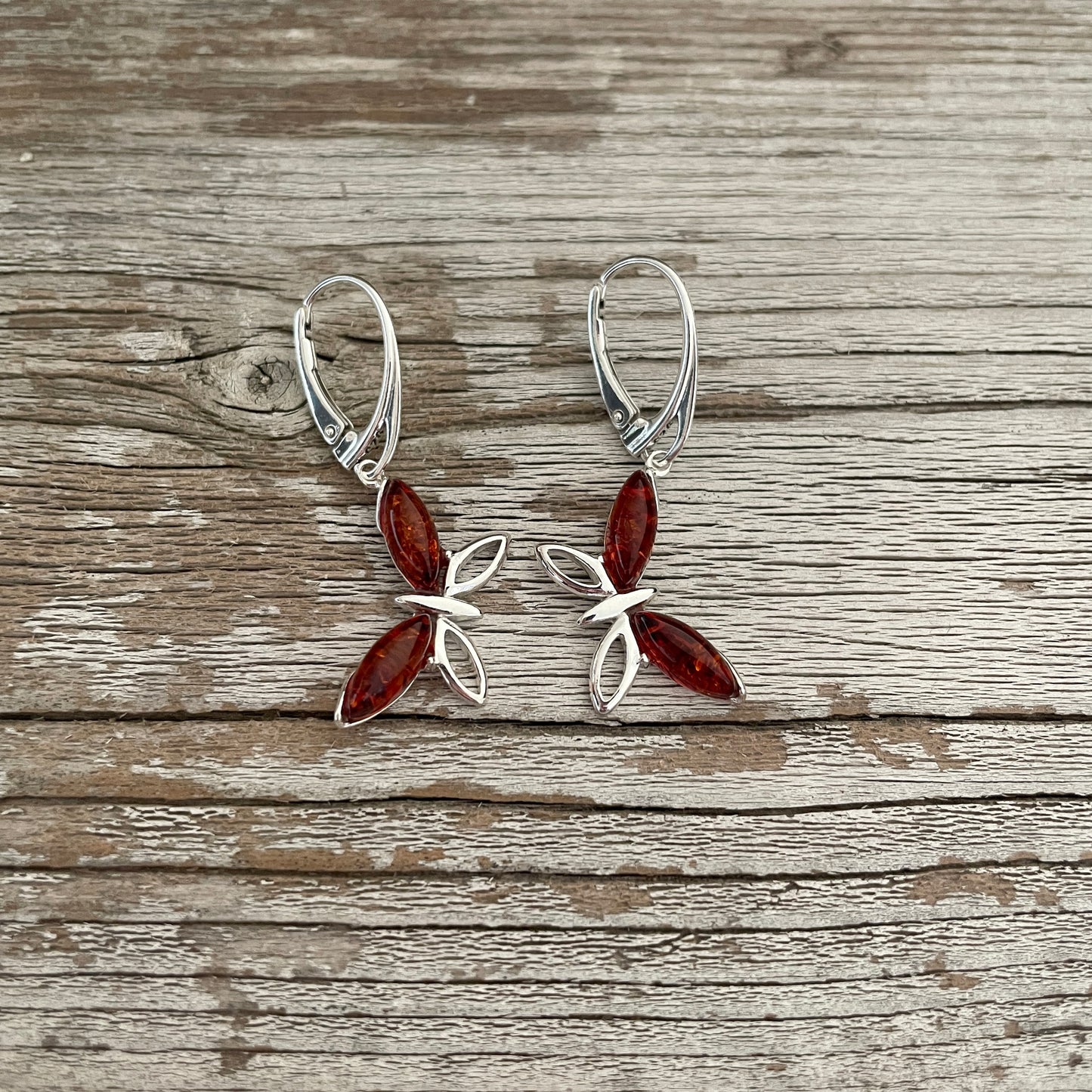 lever back sterling silver butterfly earrings