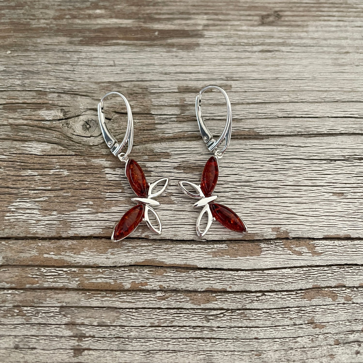 lever back sterling silver butterfly earrings
