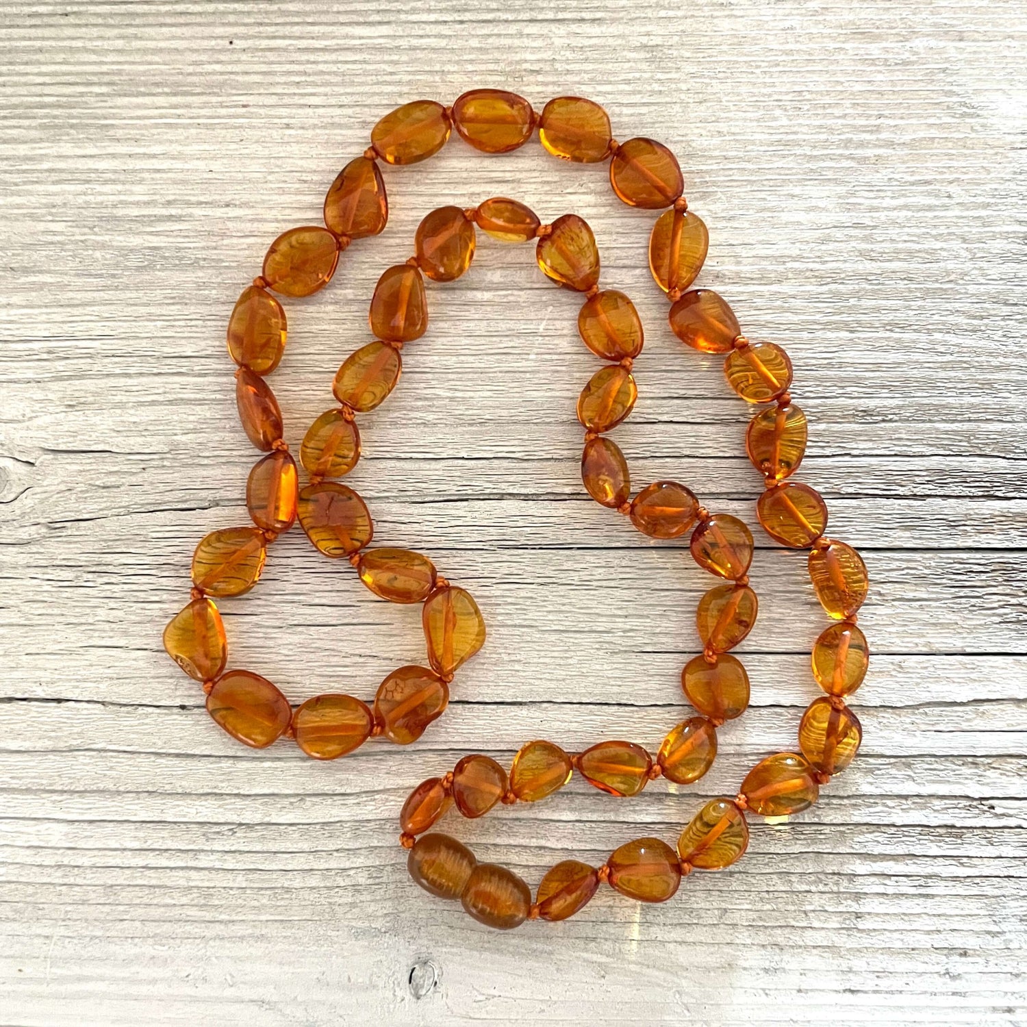 polished cognac amber necklace
