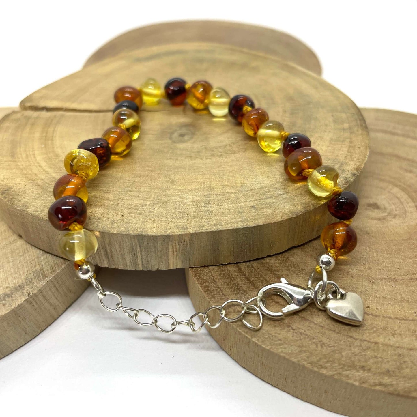 mixed coloured amber bracelet