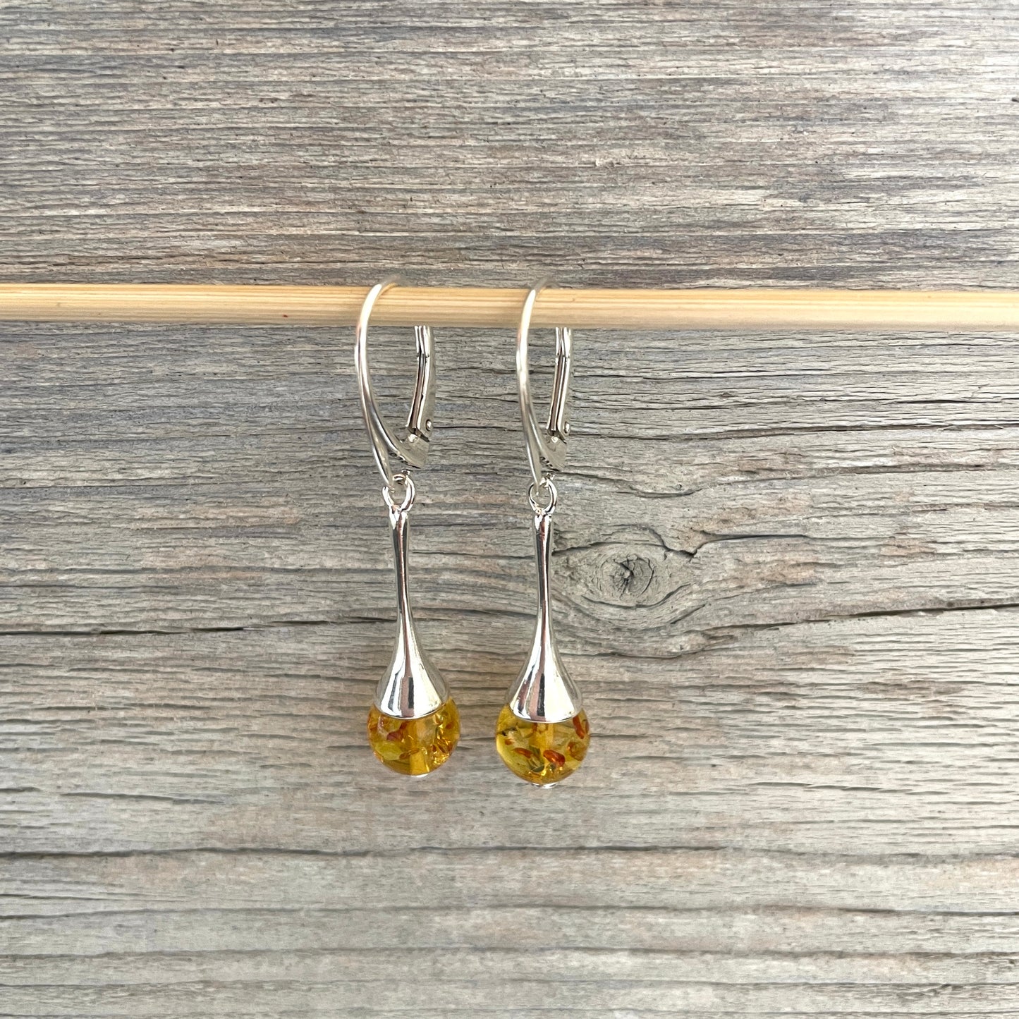 lever back honey amber earrings