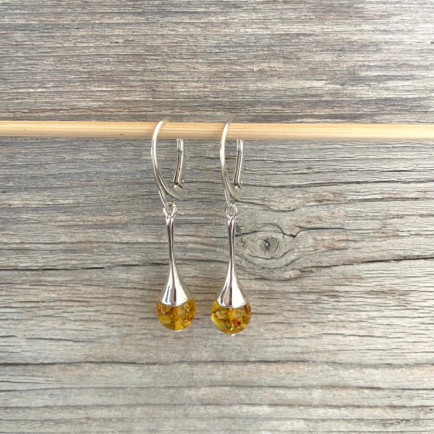 lever back honey amber earrings