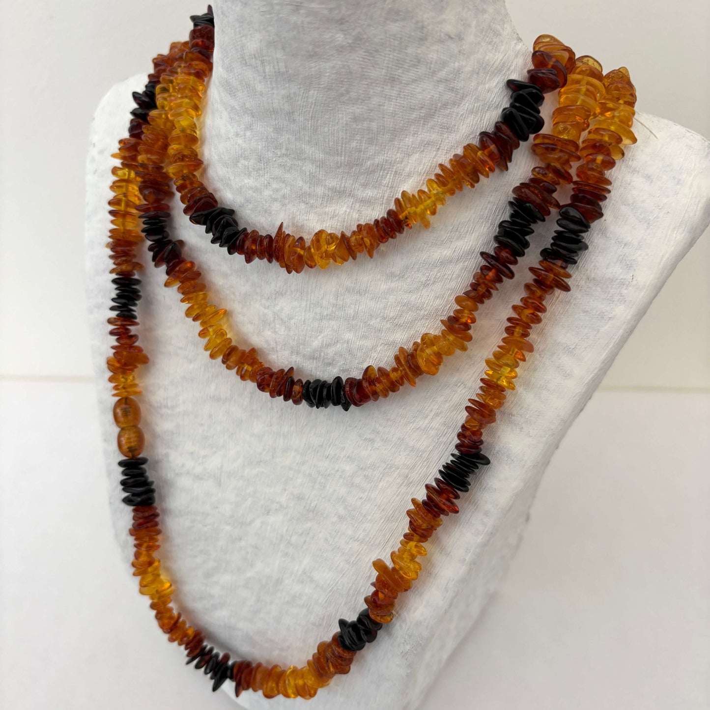 Mixed coloured amber beaded necklace
