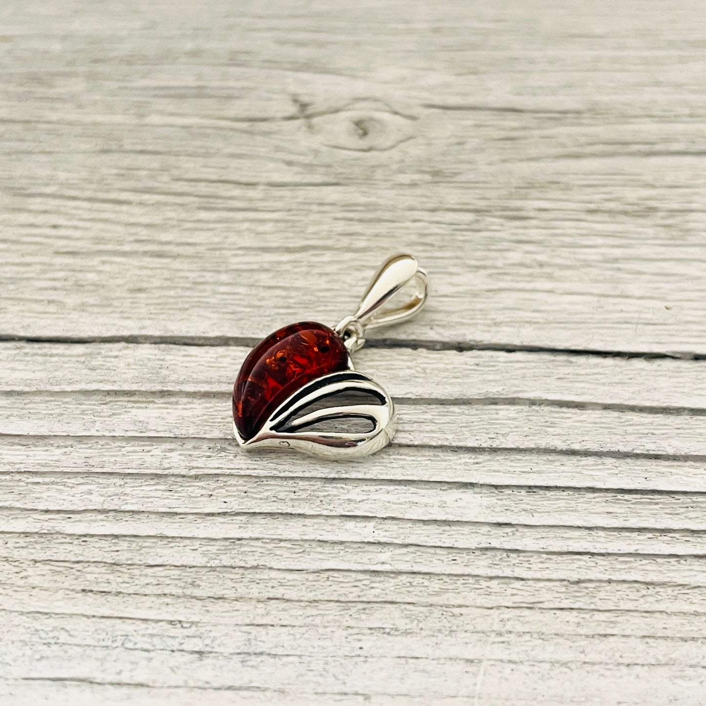 amber pendant set sterling silver with cognac amber stone