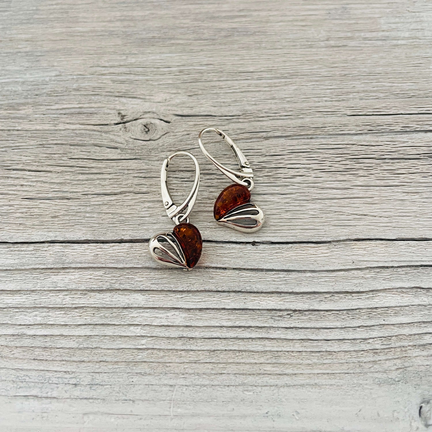 leverback cognac amber earrings