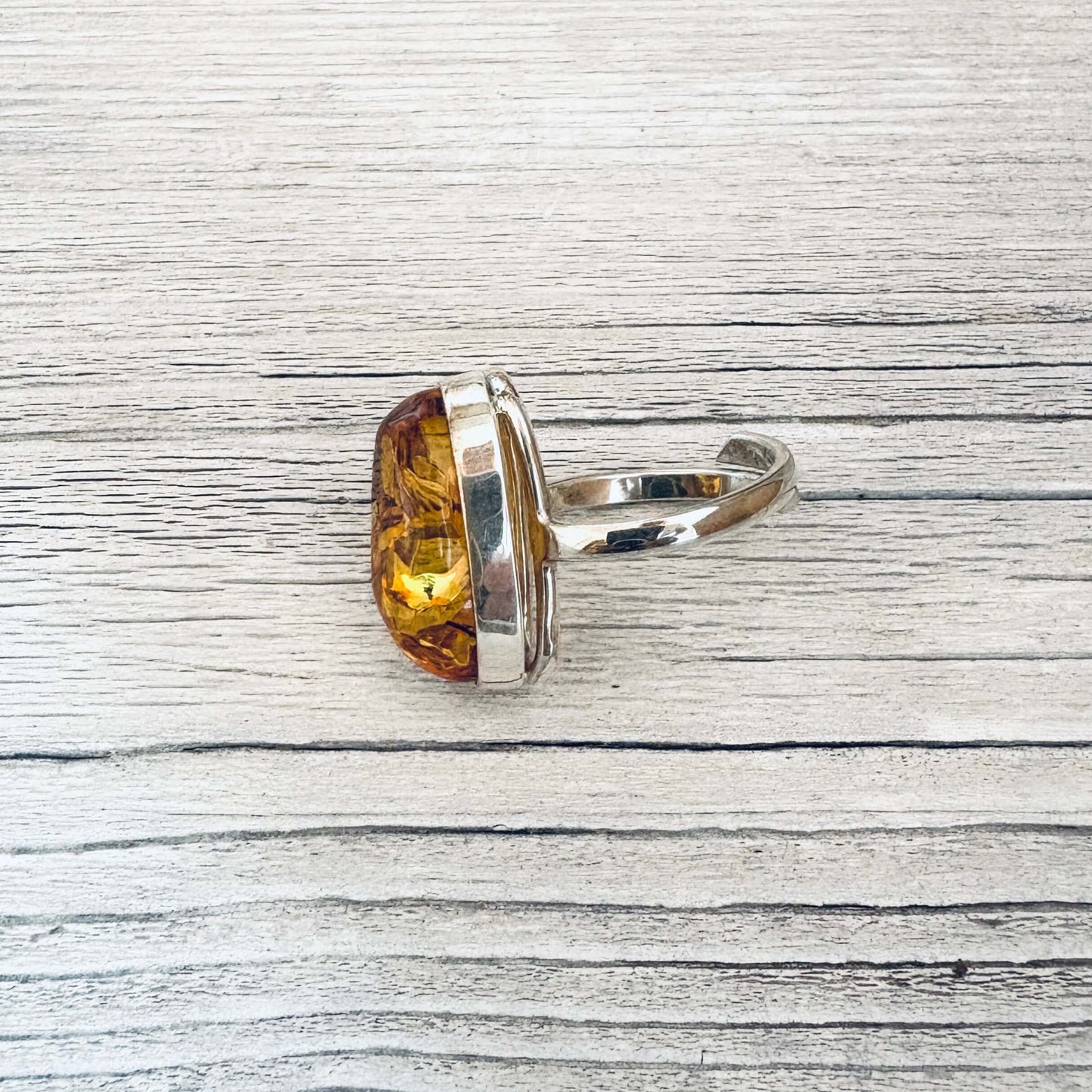 adjustable cognac amber ring right side