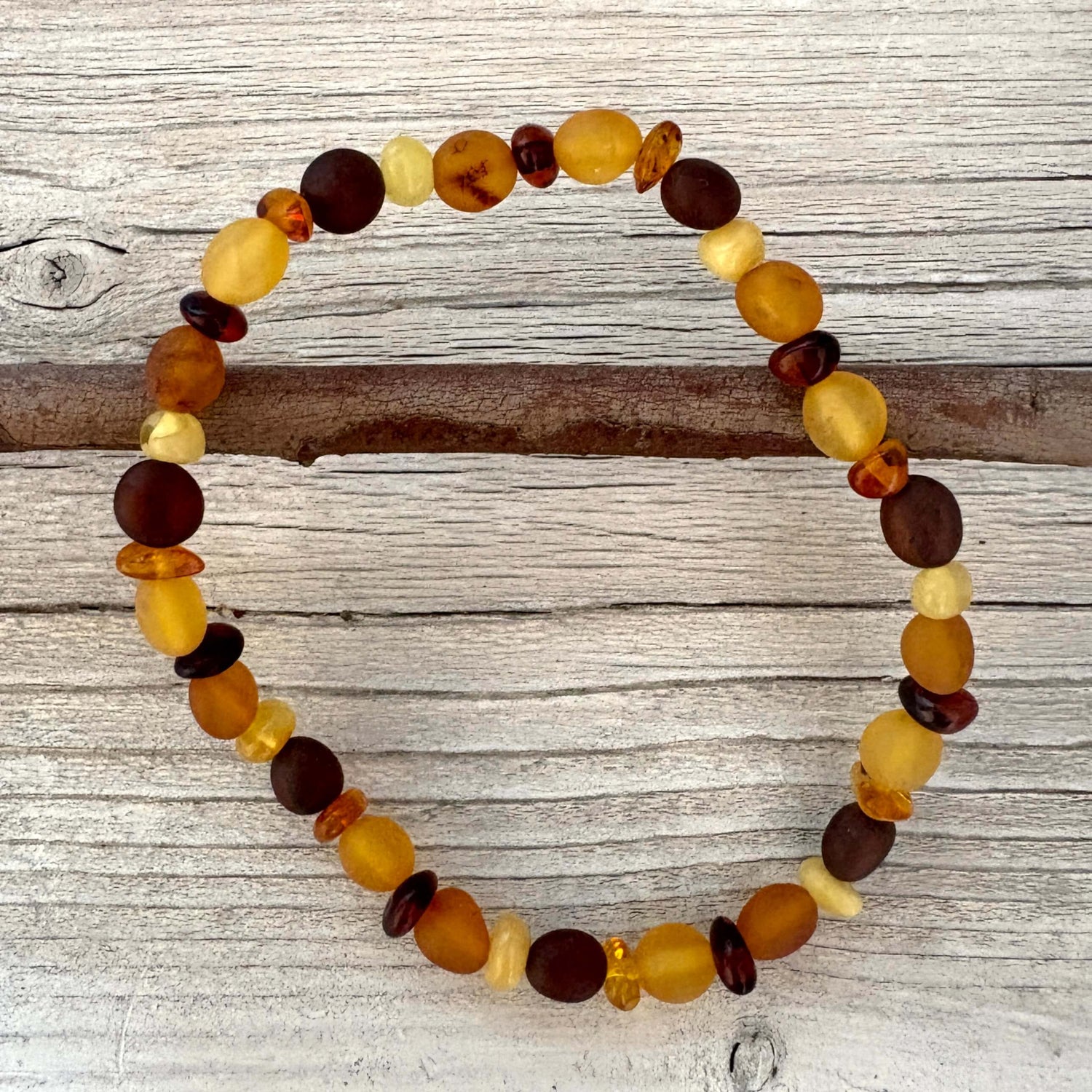 adjustable-mixed coloured amber bracelet