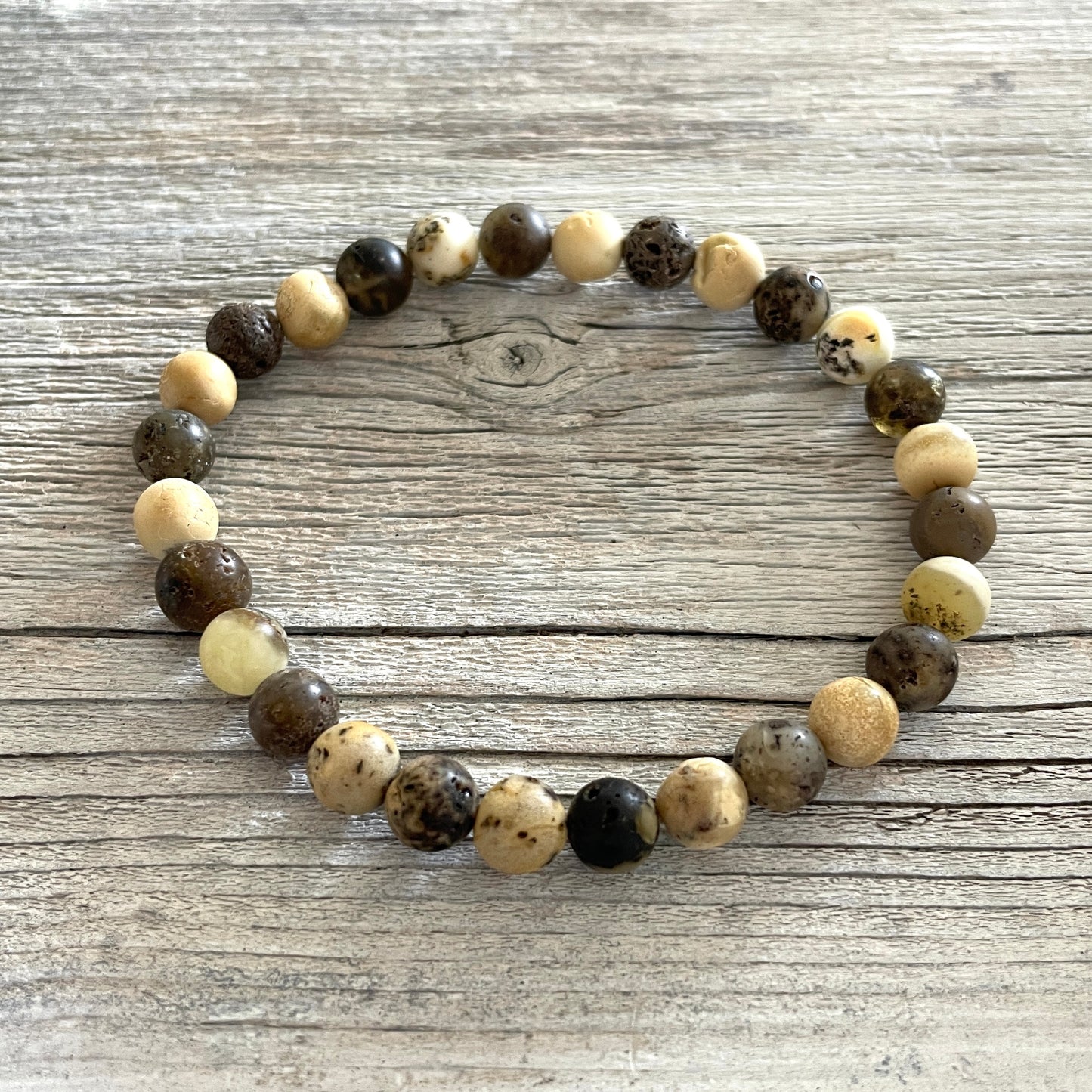 raw mixed coloured amber bracelet
