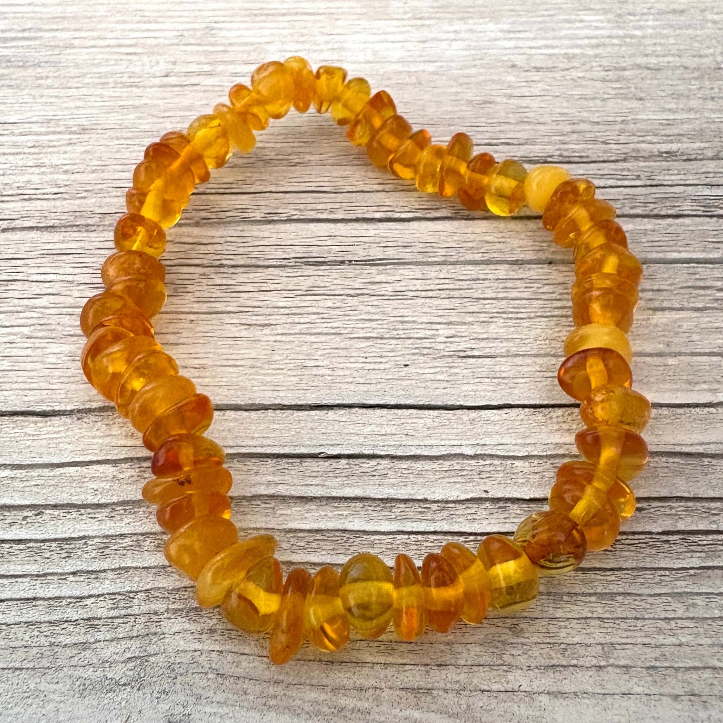 honey coloured beaded amber bracelet