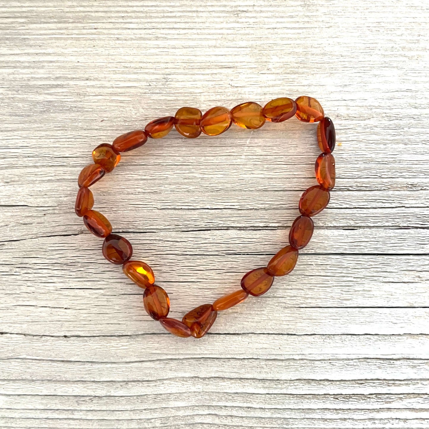 beaded polished cognac amber bracelet