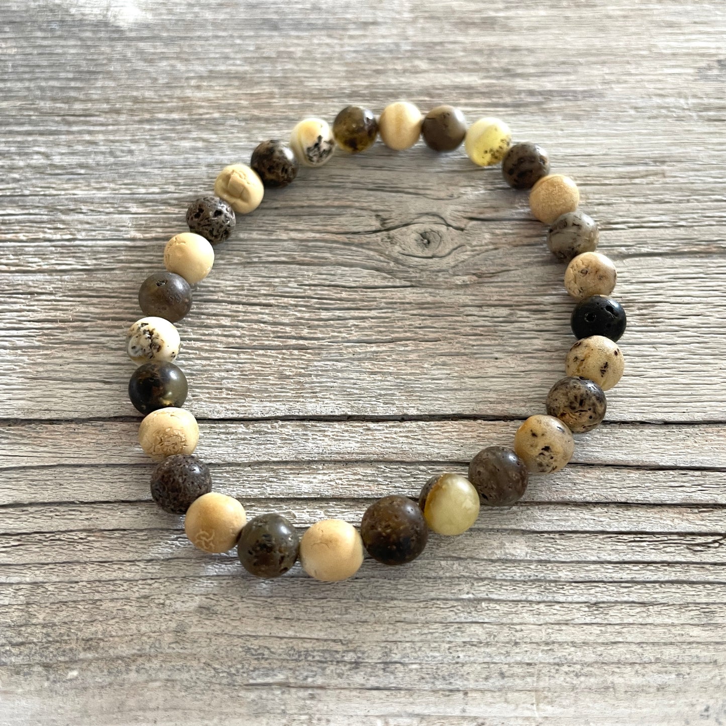 raw mixed coloured baltic amber bracelet
