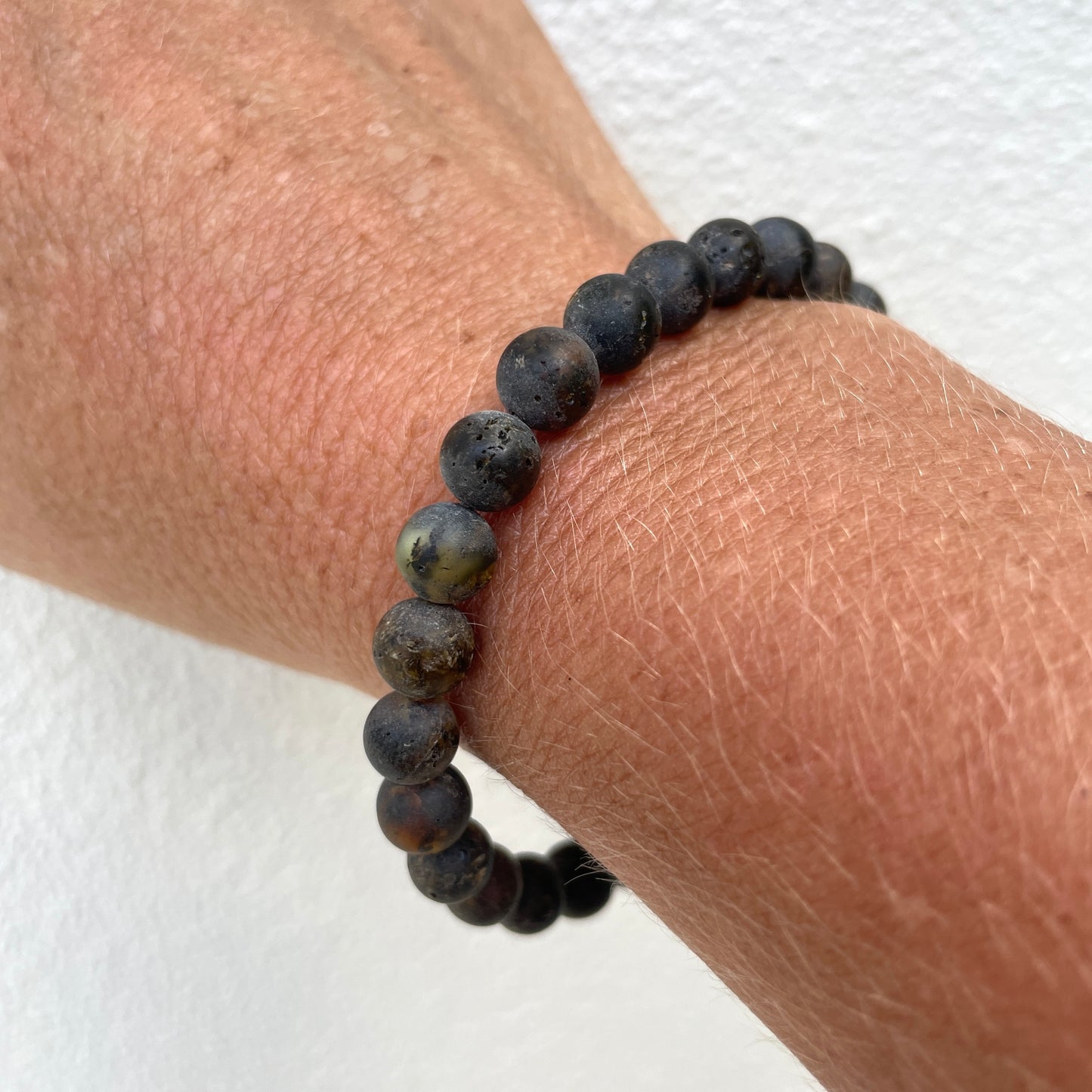 dark green beaded amber bracelet