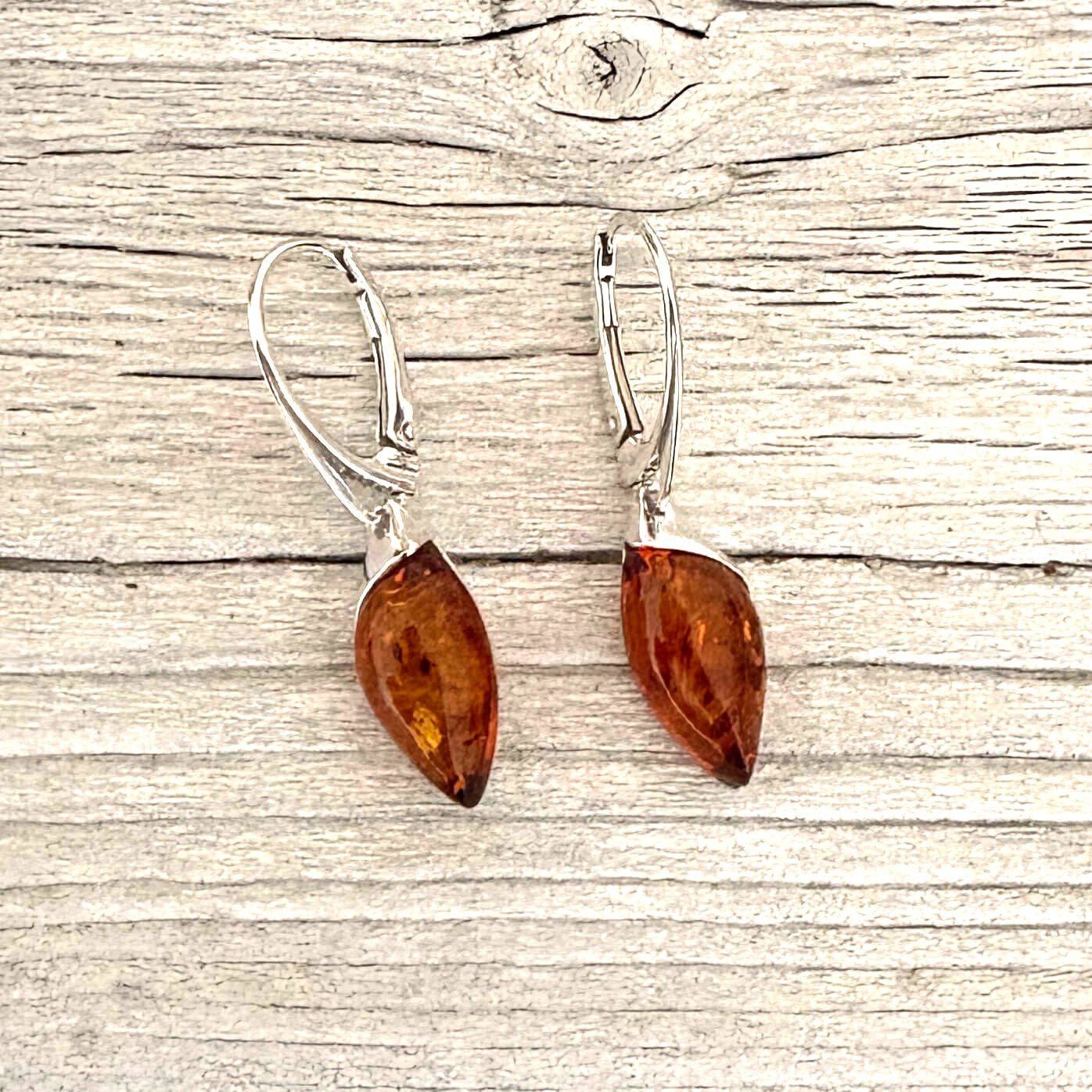 cognac amber leverback earrings