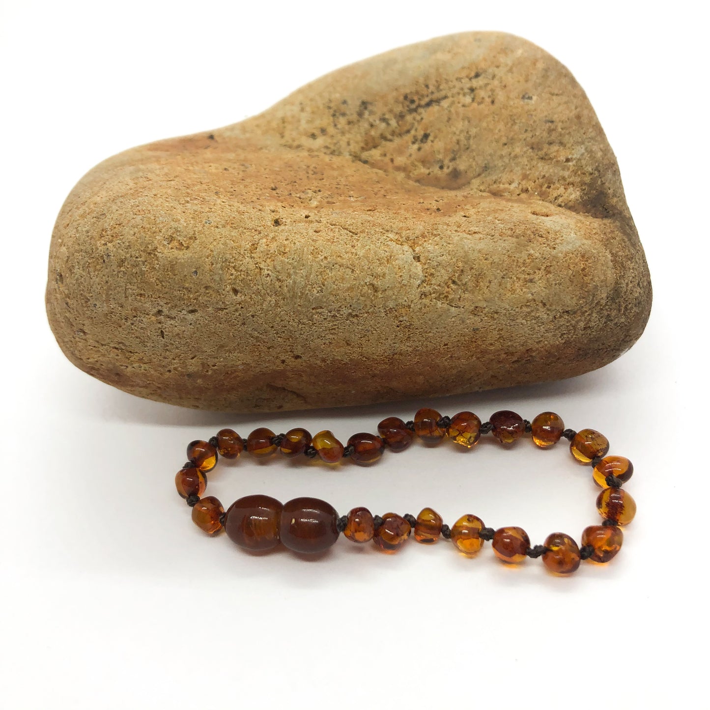 cognac amber beaded bracelet and anklet