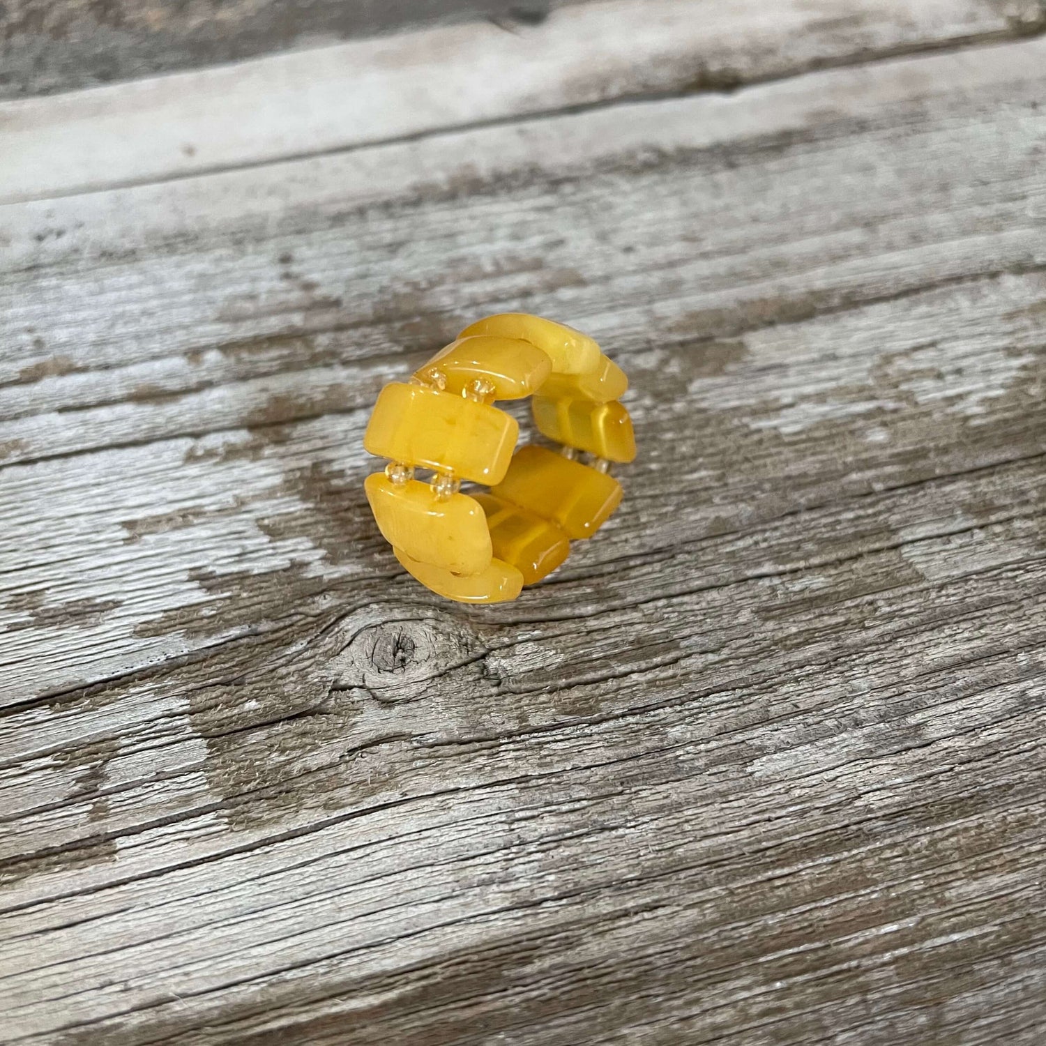 Yellow amber adjustable ring
