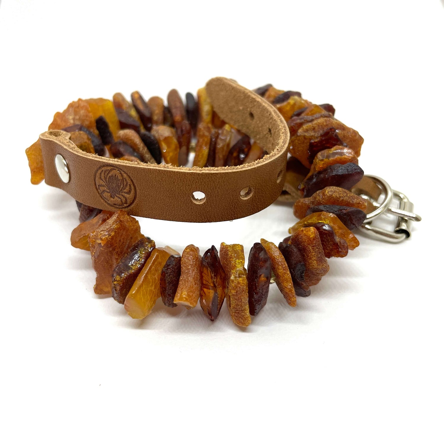 unpolished amber mixed coloured cat and dog collars
