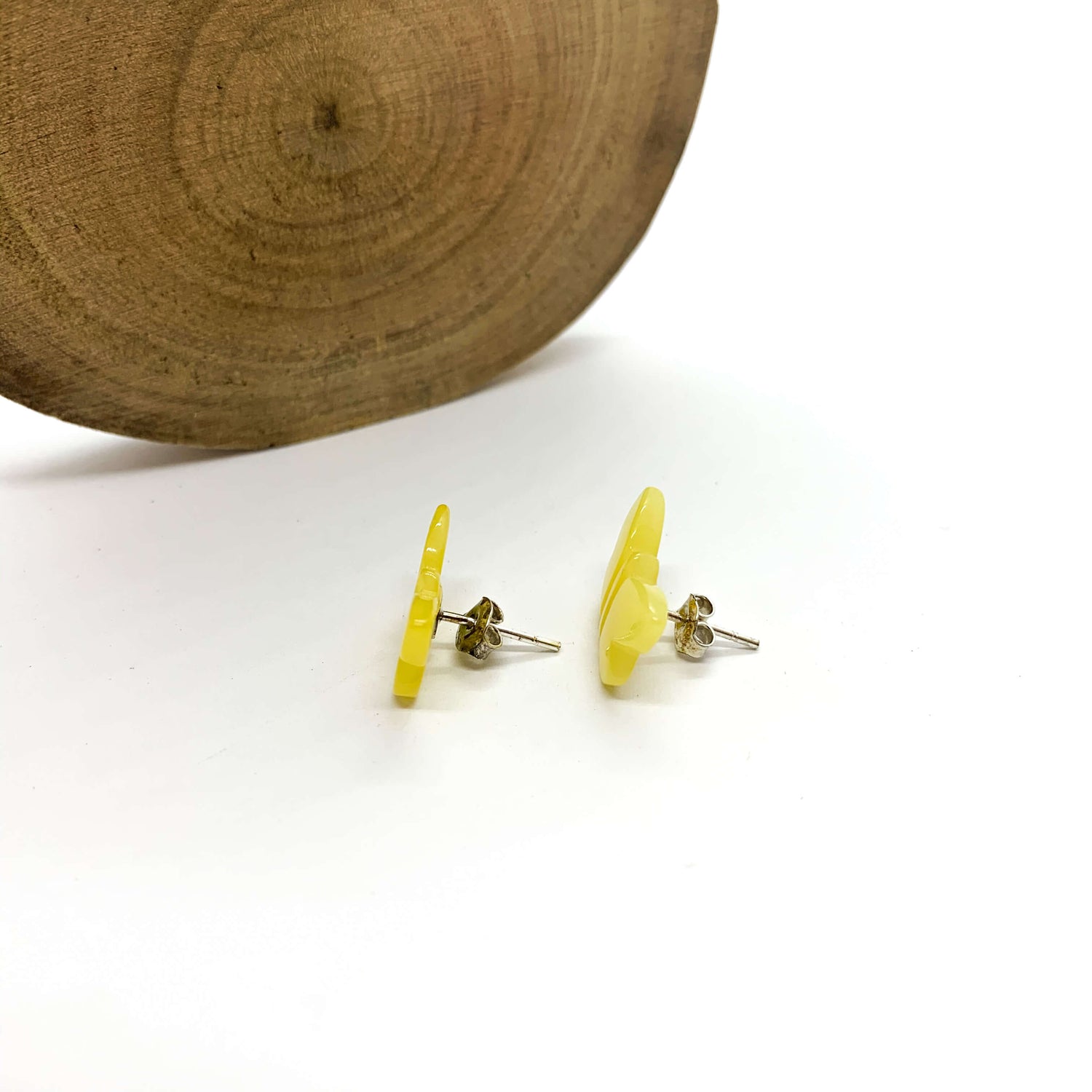yellow amber butterfly stud earrings