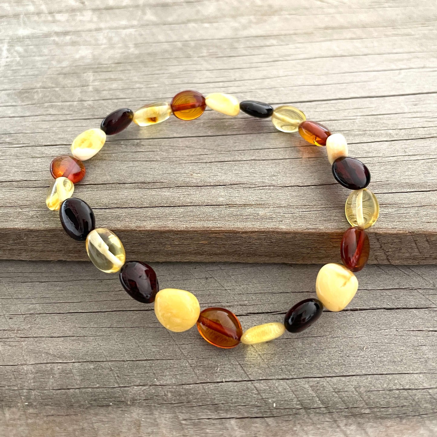 beaded amber multicoloured bracelet