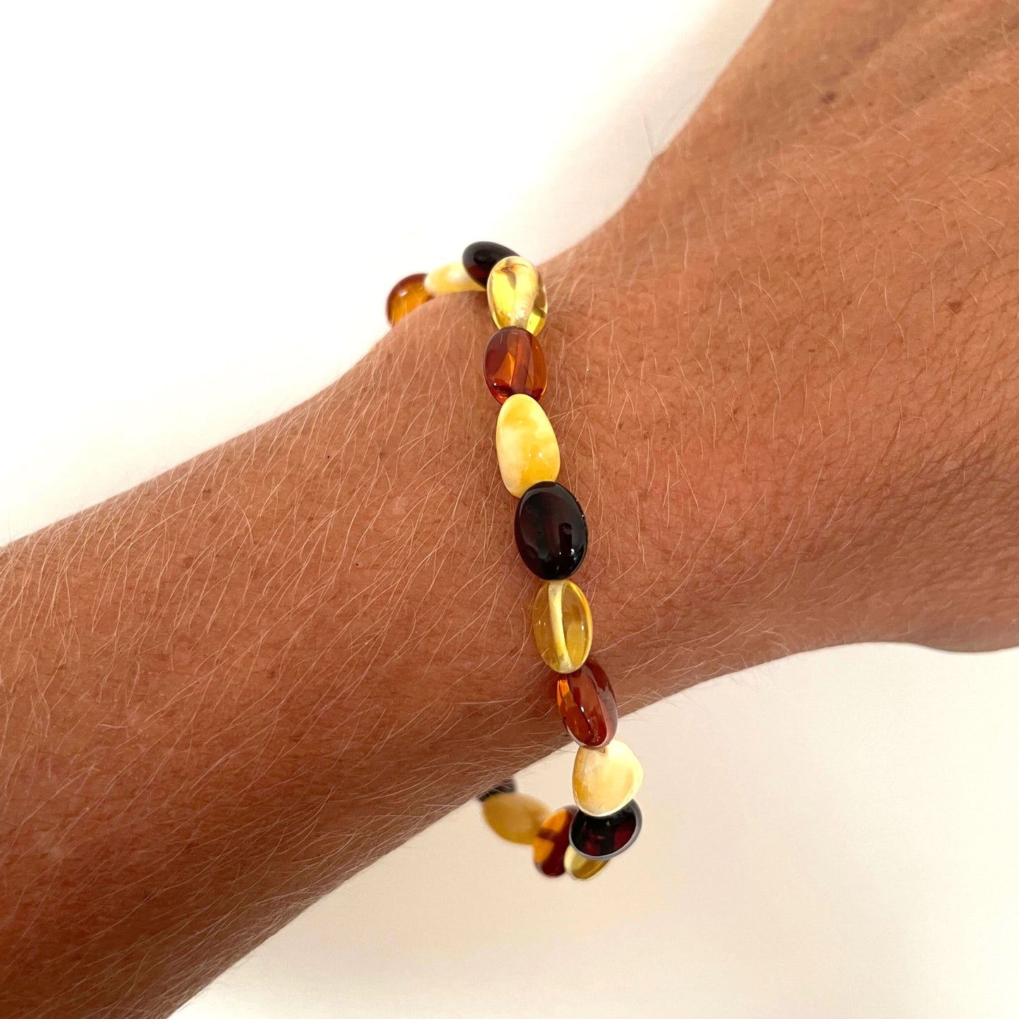 beaded amber multicoloured bracelet