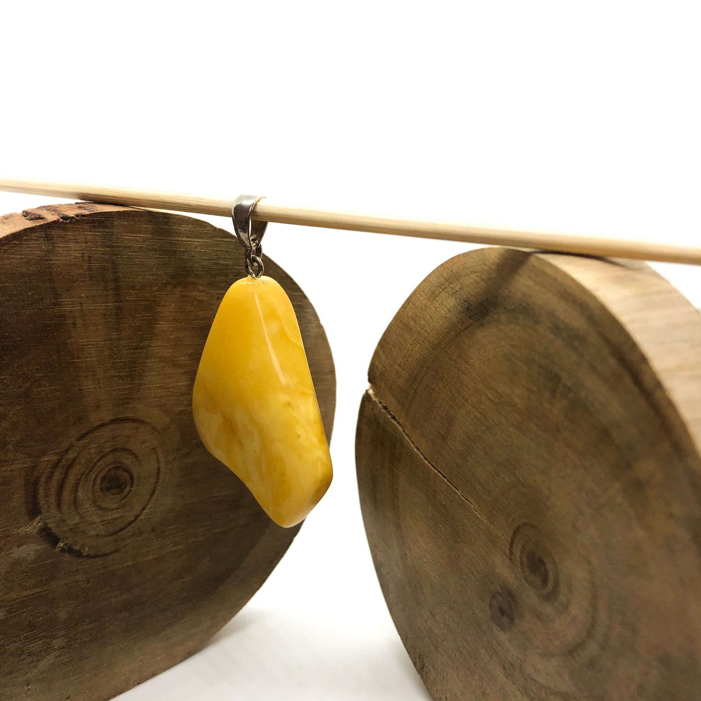 butterscotch amber and silver pendant