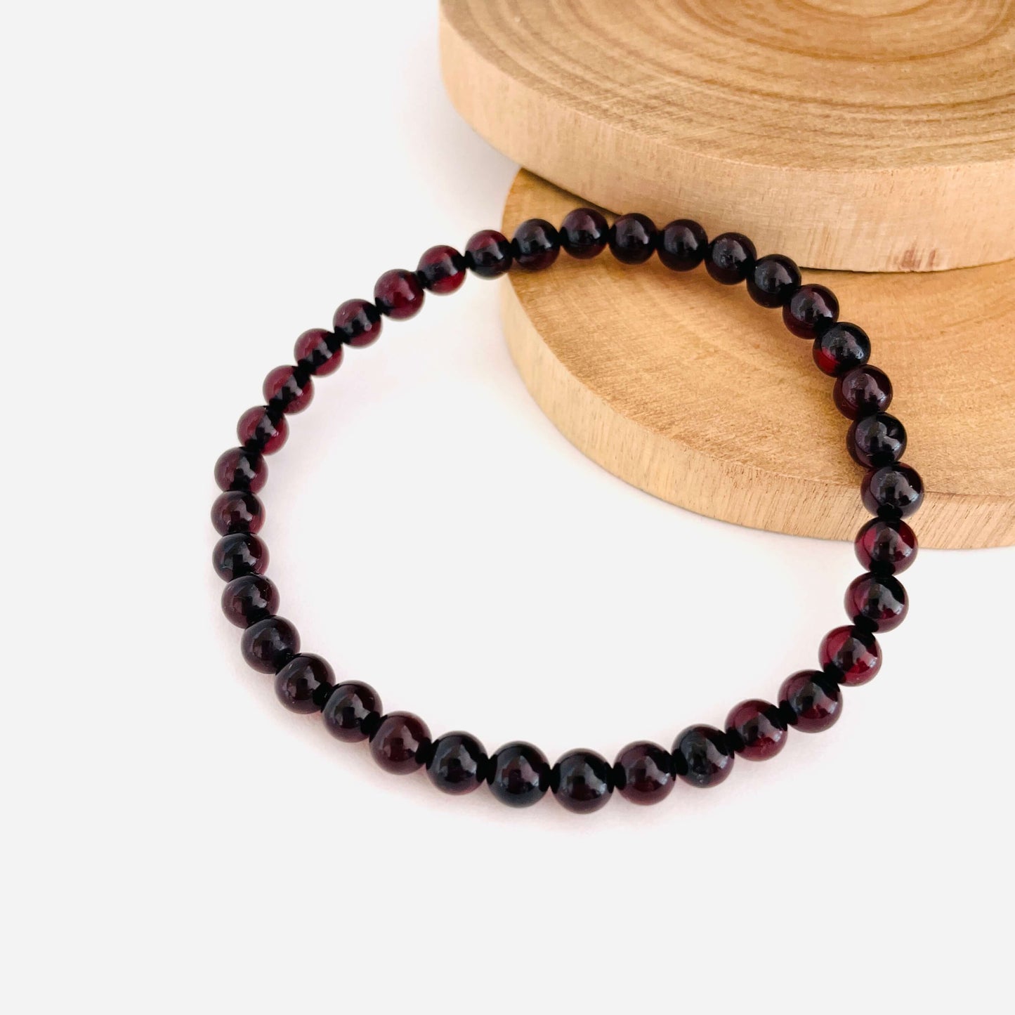 round beaded cherry amber bracelet