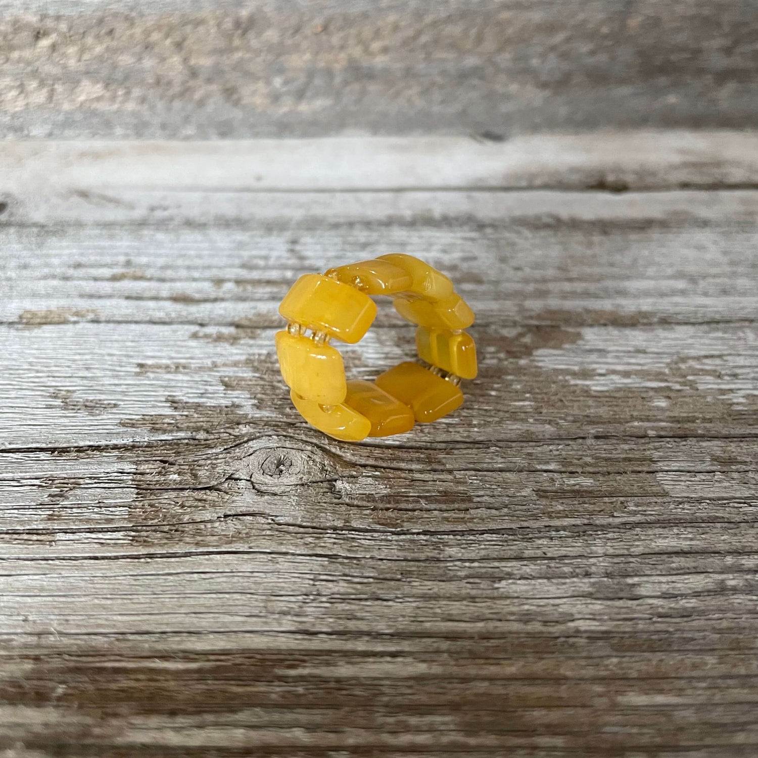 Yellow amber adjustable ring
