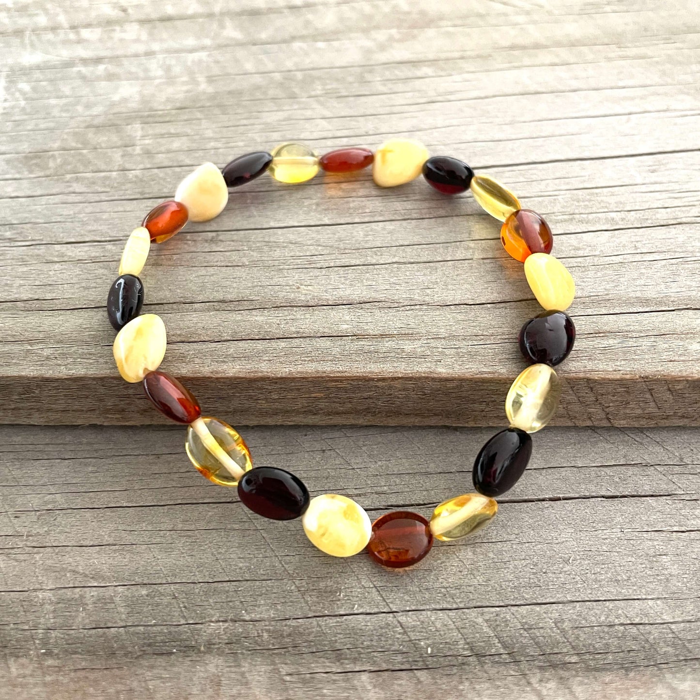beaded amber multicoloured bracelet