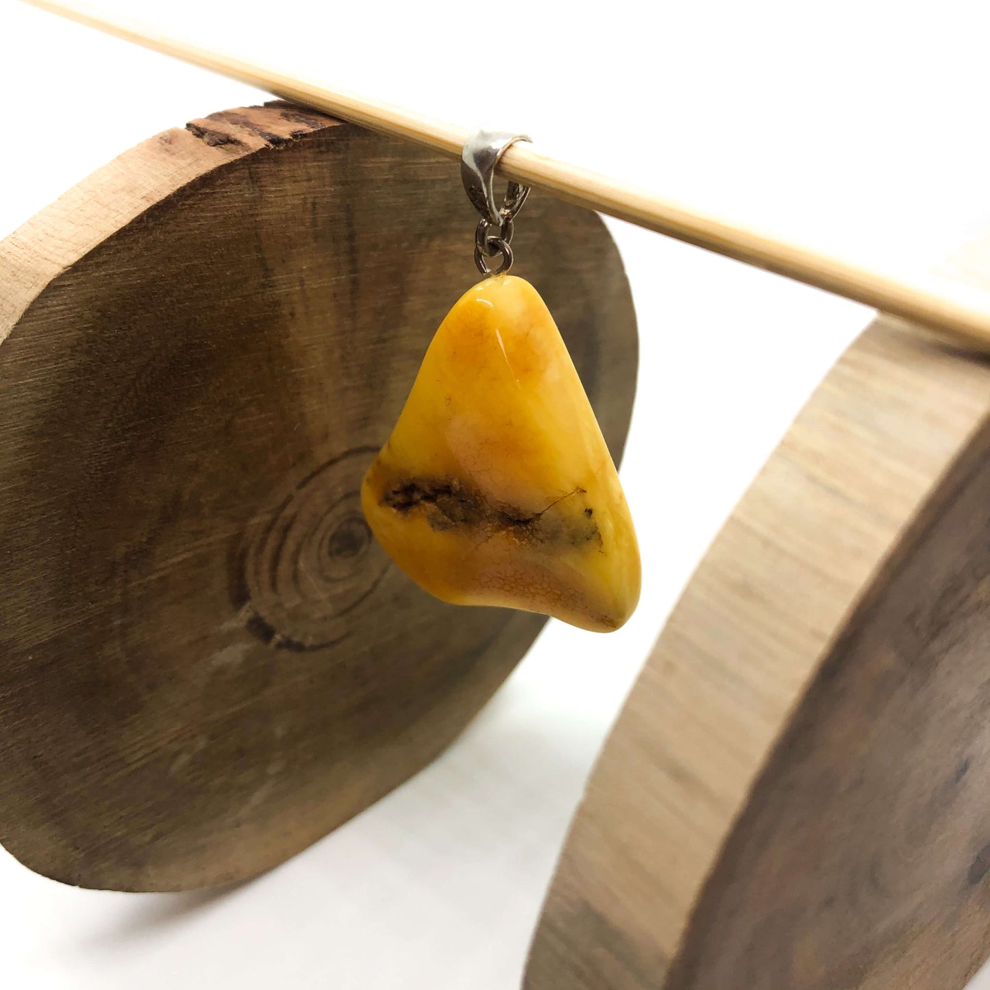 butterscotch amber and silver pendant