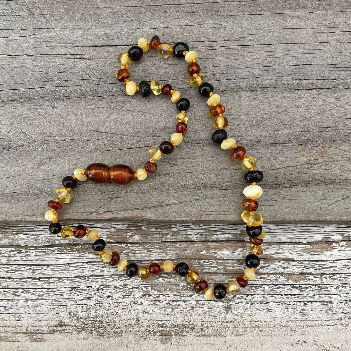 mixed coloured polished amber beaded baby necklace