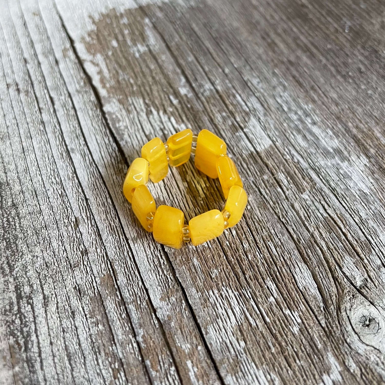 Yellow amber adjustable ring