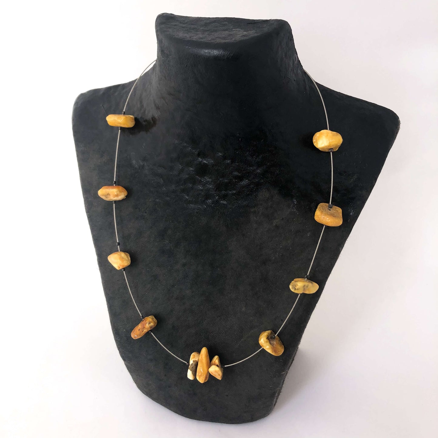 raw butterscotch amber wire necklace