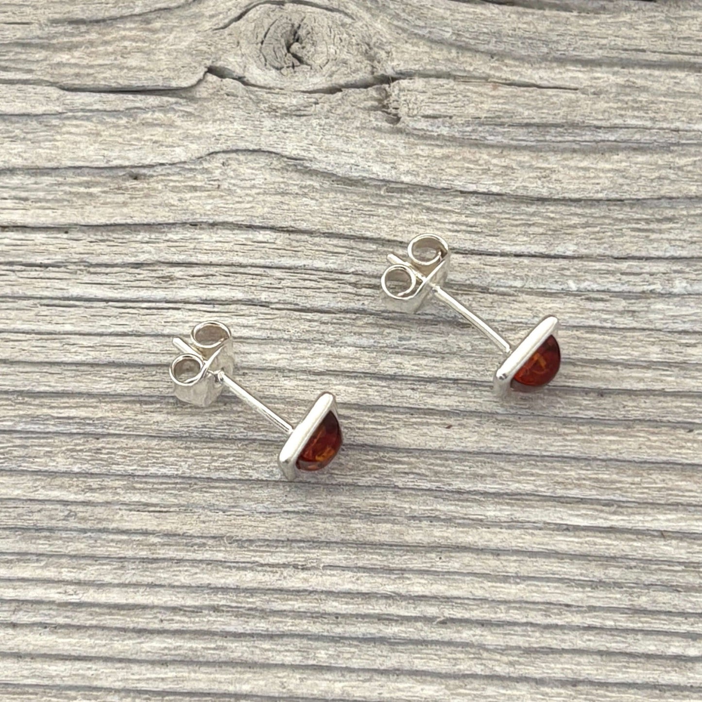 genuine cognac amber earrings square 925 sterling silver stud earrings women