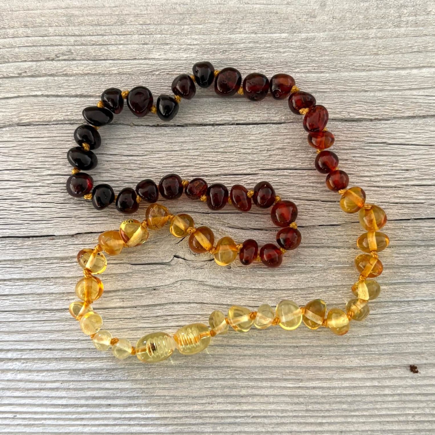 Multicolour polished amber baby teething necklace