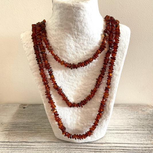 layered cognac amber necklace
