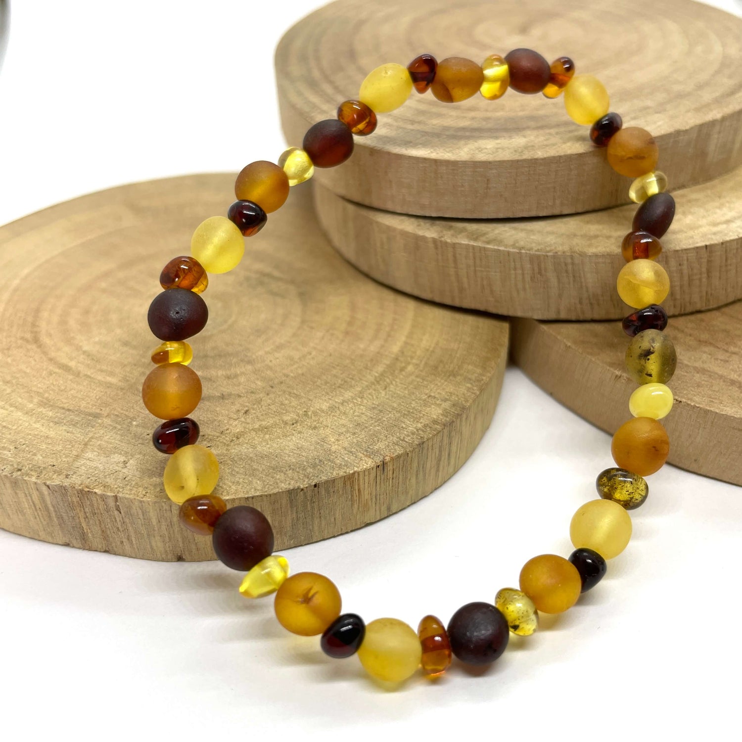 mixed coloured beaded amber bracelet