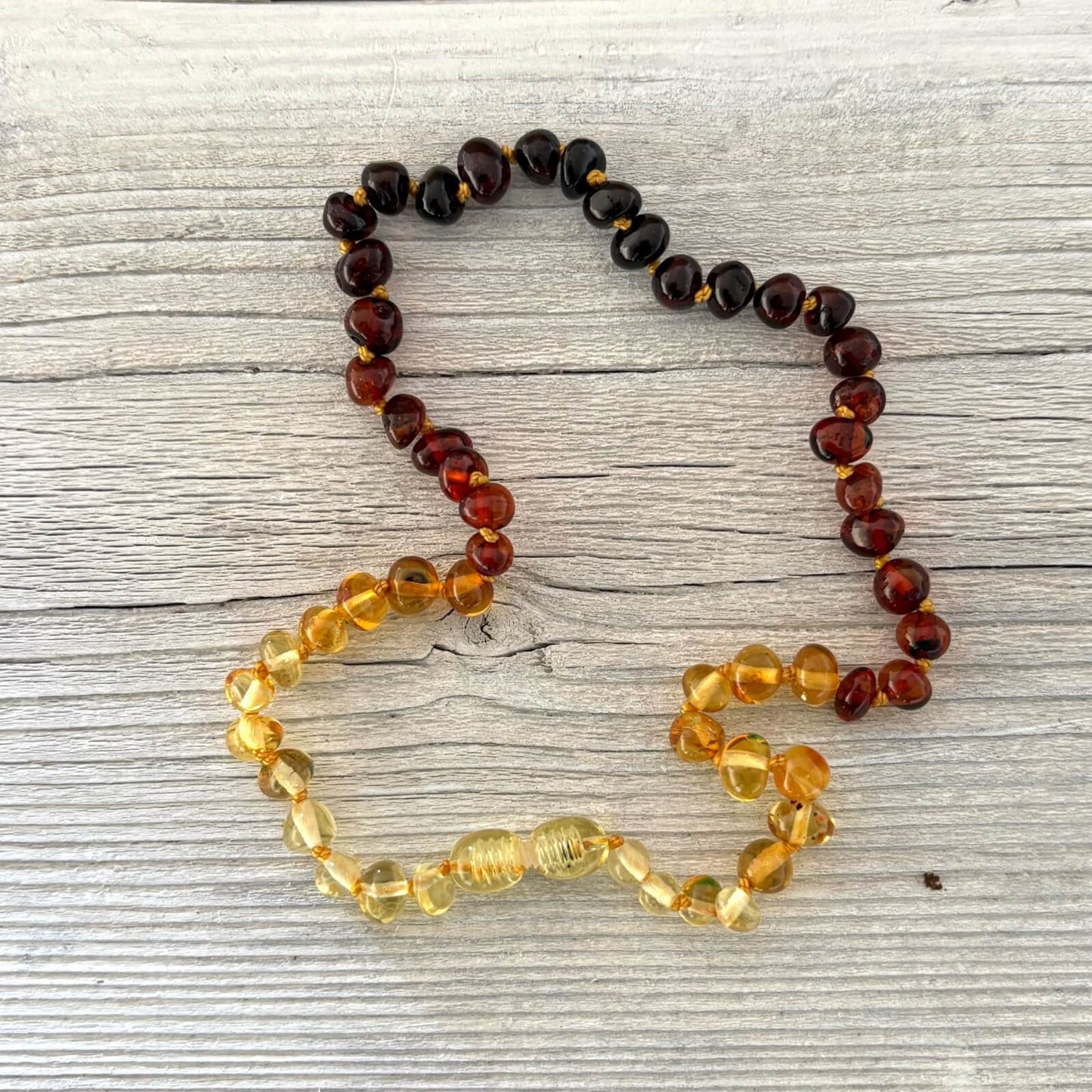 Polished multicolour beaded amber teething necklace