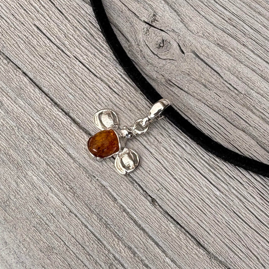 Cognac Amber Bee Pendant