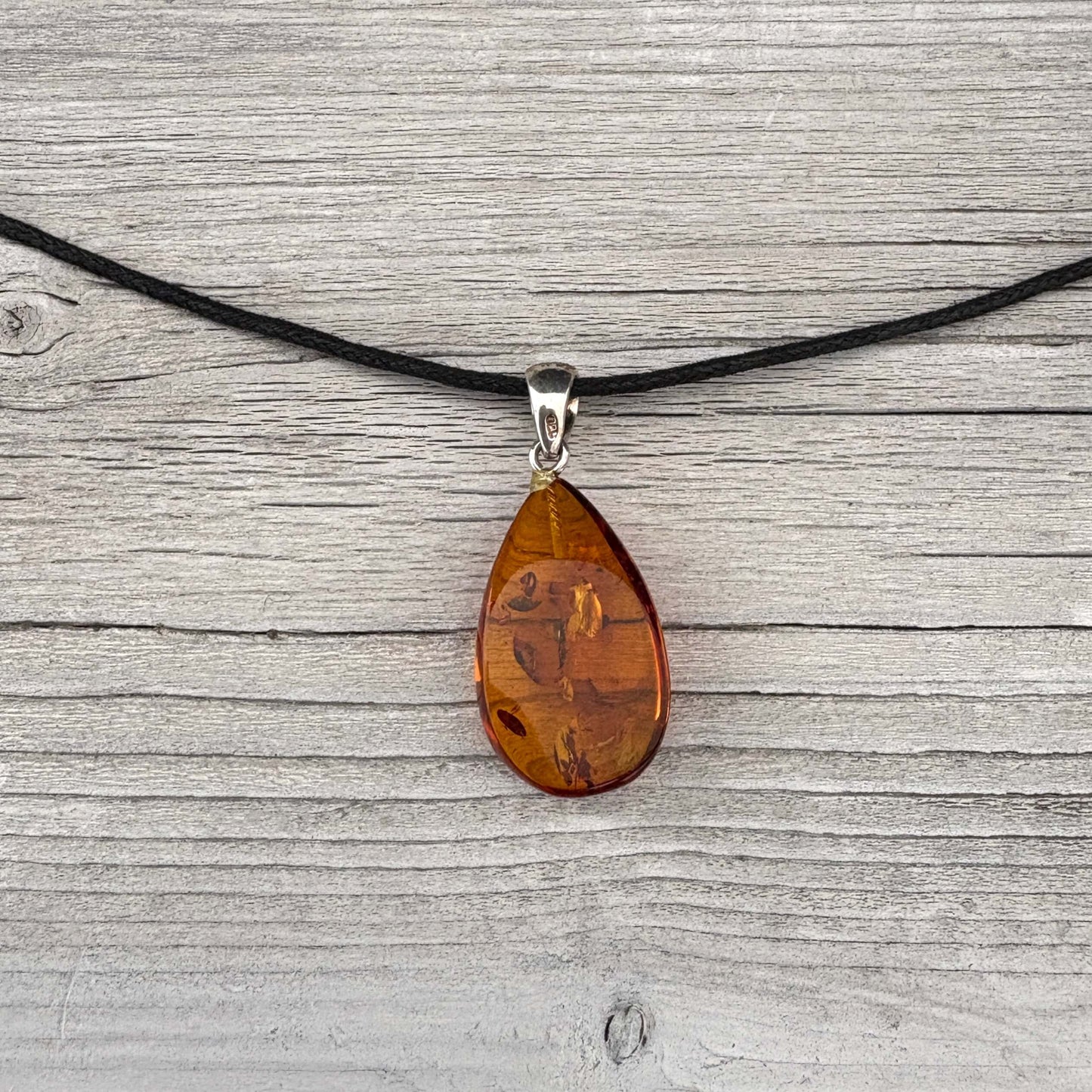 tear drop shaped amber pendant