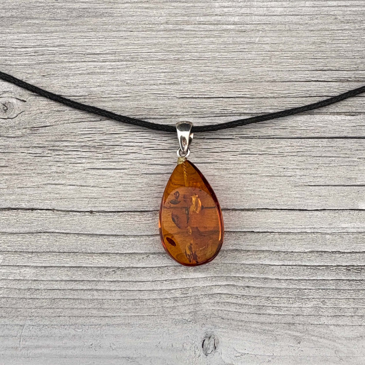 tear drop shaped amber pendant