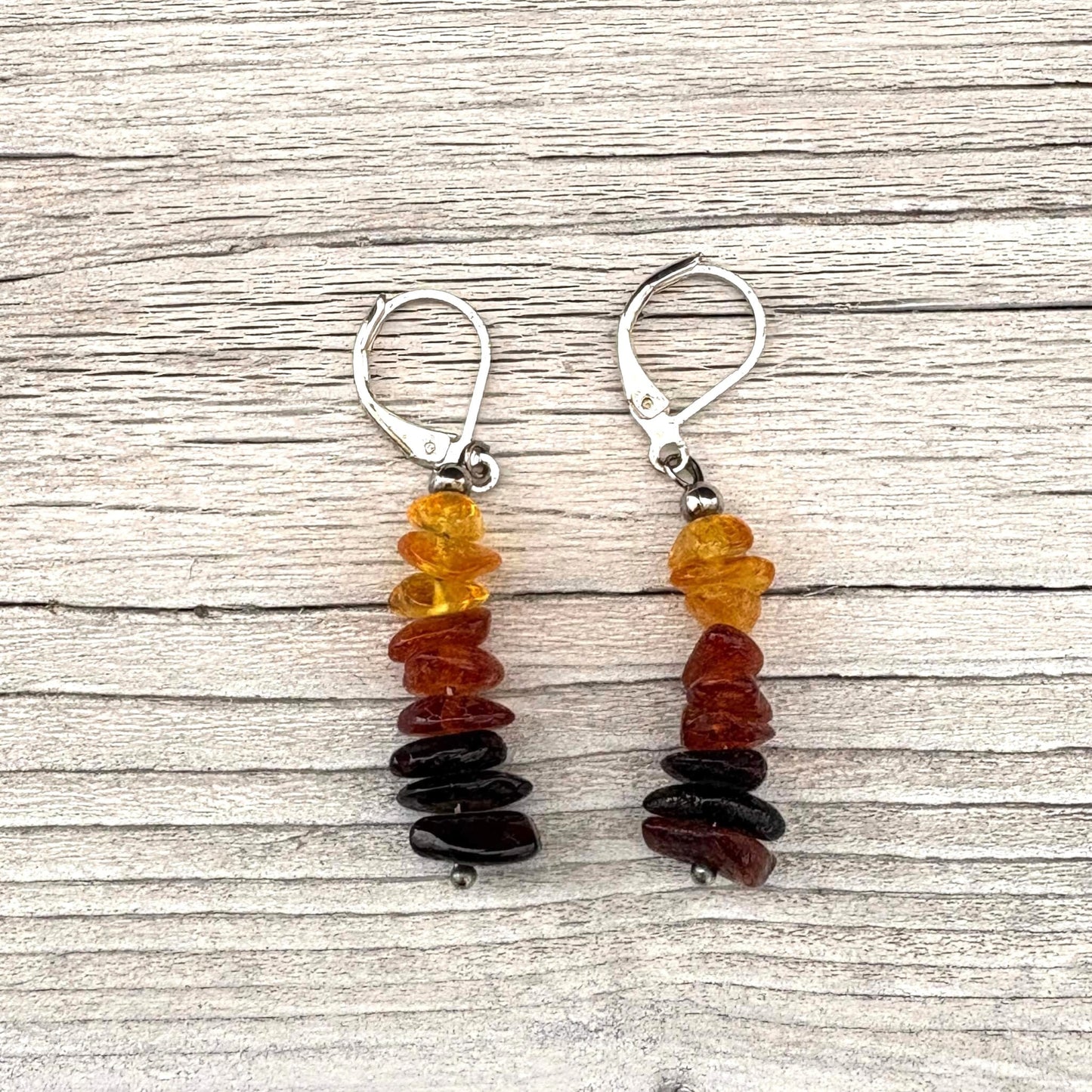 Beaded amebr d.angle earrings
