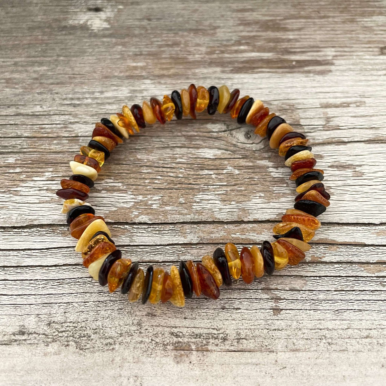 polished baltic amber mixed coloured bracelet