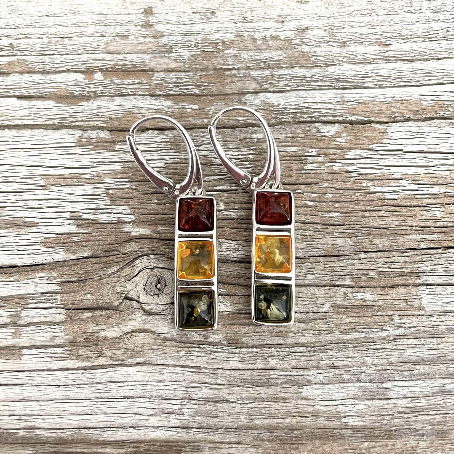 dangle amber multicoloured earrings