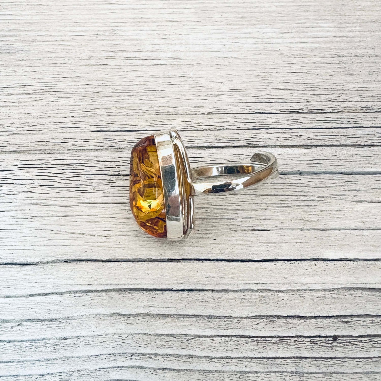 adjustable cognac amber ring right side