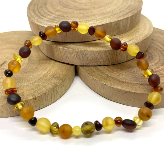 mixed coloured beaded amber bracelet